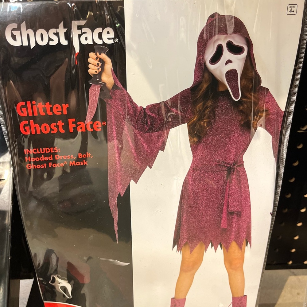 Ghost Face Kids XL 14-16 Glitter Dress Mask Costume